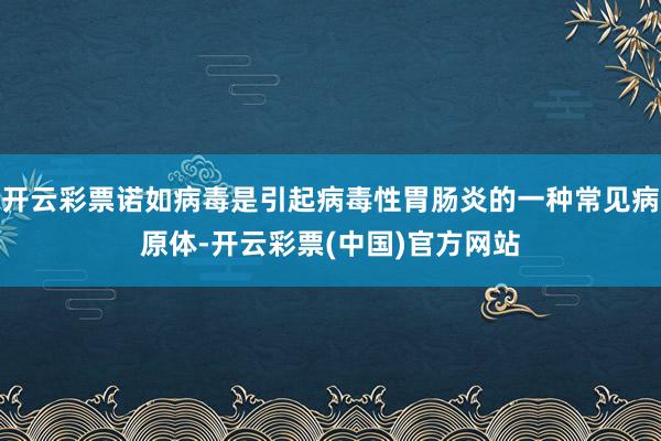 开云彩票诺如病毒是引起病毒性胃肠炎的一种常见病原体-开云彩票(中国)官方网站