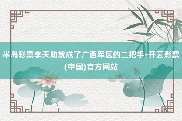 半岛彩票李天助就成了广西军区的二把手-开云彩票(中国)官方网站