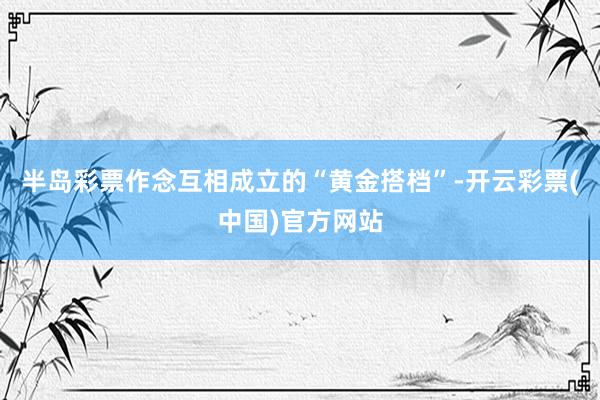 半岛彩票作念互相成立的“黄金搭档”-开云彩票(中国)官方网站