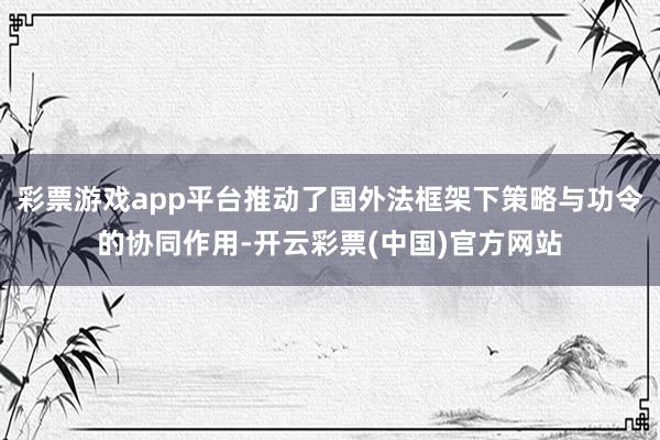 彩票游戏app平台推动了国外法框架下策略与功令的协同作用-开云彩票(中国)官方网站
