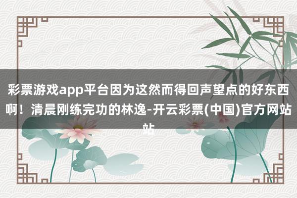 彩票游戏app平台因为这然而得回声望点的好东西啊！清晨刚练完功的林逸-开云彩票(中国)官方网站