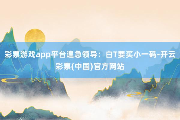彩票游戏app平台遑急领导：白T要买小一码-开云彩票(中国)官方网站