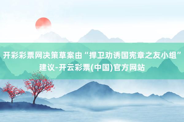 开彩彩票网决策草案由“捍卫劝诱国宪章之友小组”建议-开云彩票(中国)官方网站