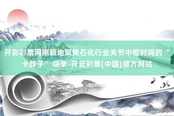 开彩彩票网刚毅地聚焦石化行业关节中枢时间的 “卡脖子” 艰辛-开云彩票(中国)官方网站