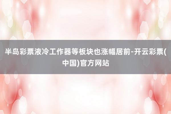 半岛彩票液冷工作器等板块也涨幅居前-开云彩票(中国)官方网站