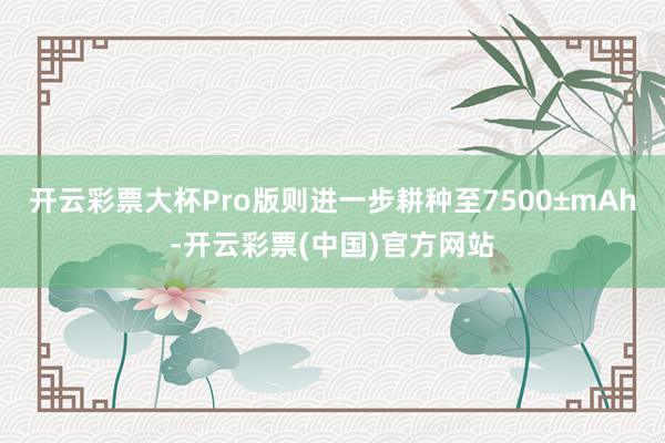 开云彩票大杯Pro版则进一步耕种至7500±mAh-开云彩票(中国)官方网站