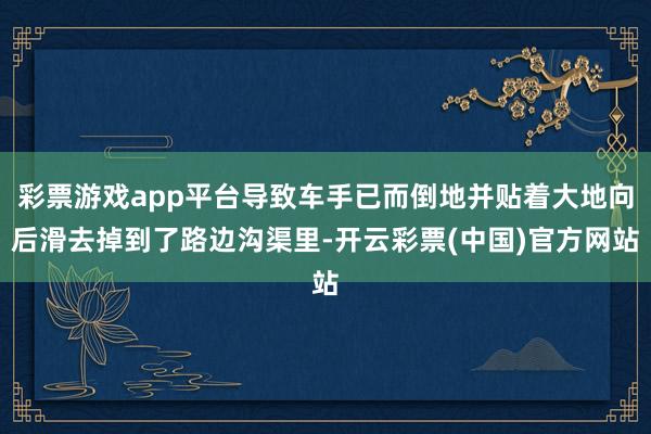 彩票游戏app平台导致车手已而倒地并贴着大地向后滑去掉到了路边沟渠里-开云彩票(中国)官方网站